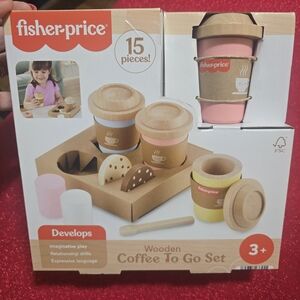 Fisher-Price Wooden Coffee To Go Set - Pink and Brown